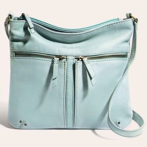 NWT! NORDSTROM American Leather Co. Double Entry Crossbody Handbag Mint Blue